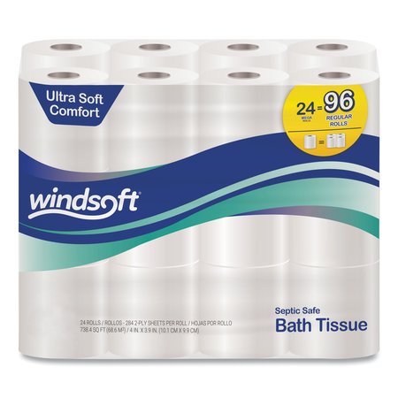 WINDSOFT Roll, 2 Ply, 284 Sheets, White, 24 PK 418230